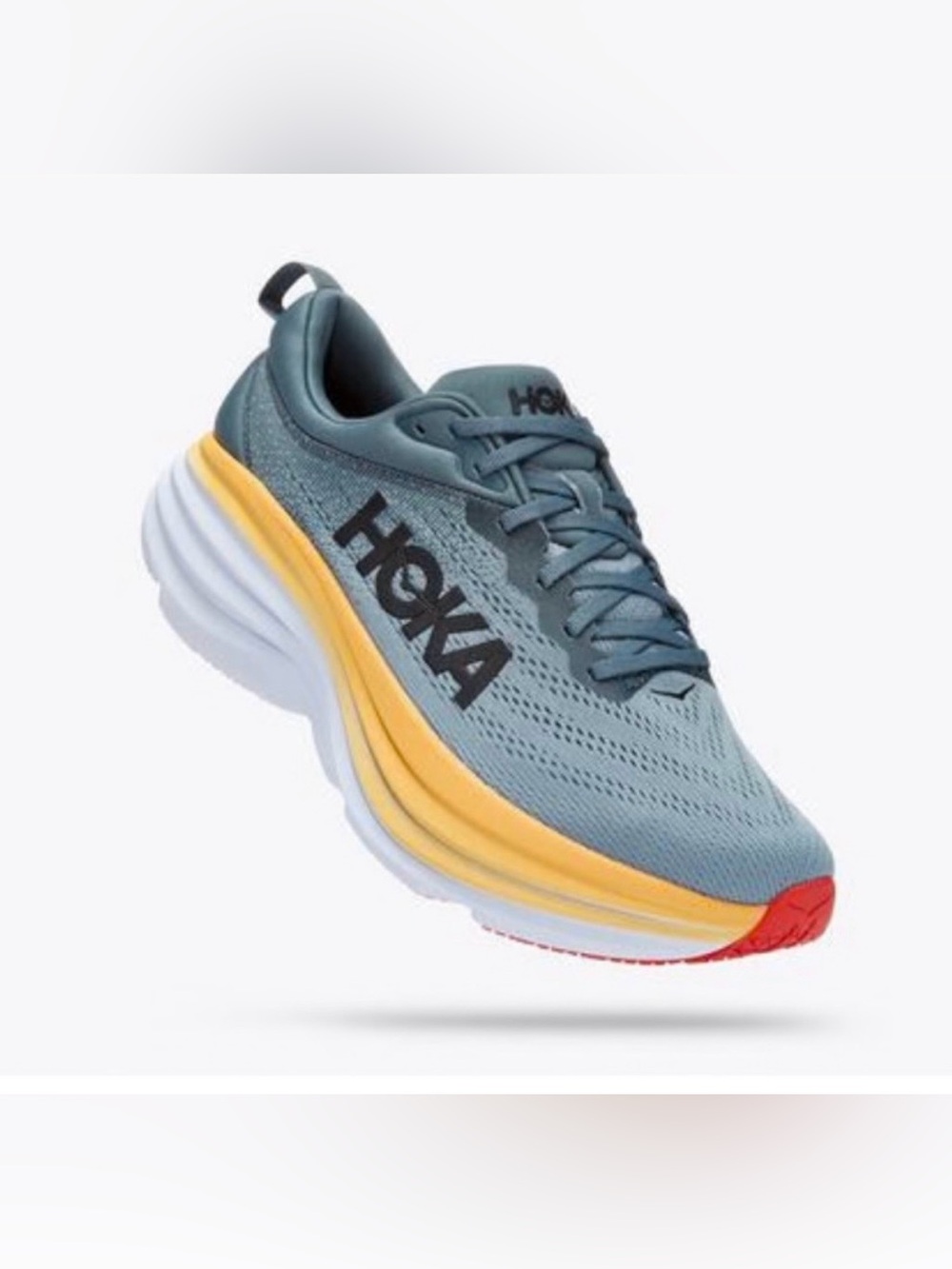 HOKA One One Bondi 8 Goblin Gray / Yellow Running Shoes Mens Size 11.5 2E
